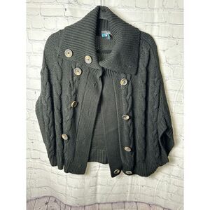 Vintage Mossimo Black Cable Knit Cardigan‎ Sweater Button-Up Cozy Winter